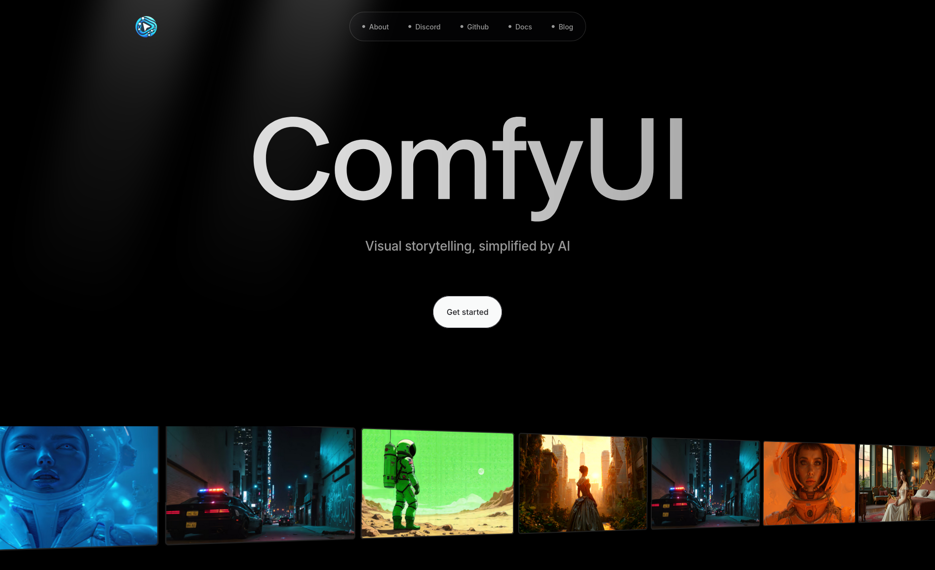 Screenshot of the ComfyUI homepage